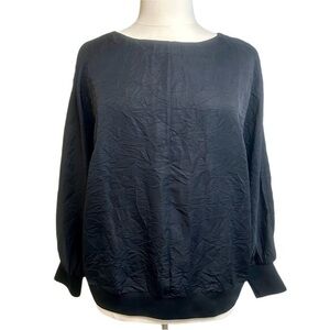 NWT Women's Plus Prologue Black Ruched Long Sleeve Blouse Top